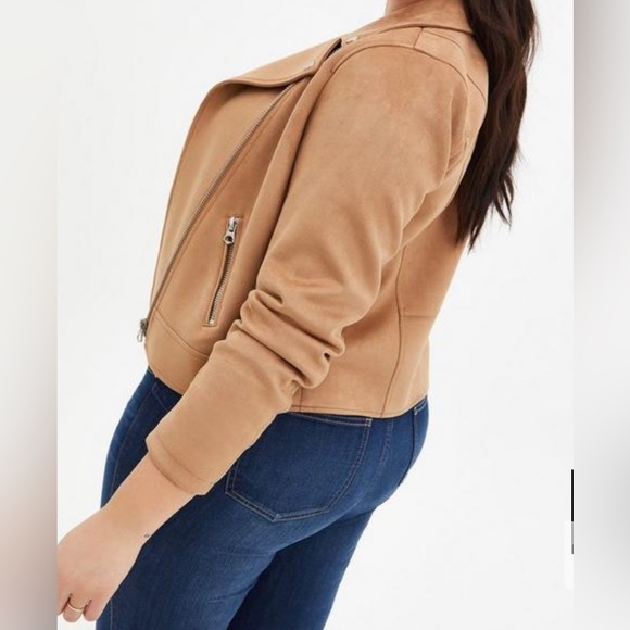 Torrid size 3x brown stretch faux suede moto jacket- LIKE NEW condition! - Picture 7 of 9